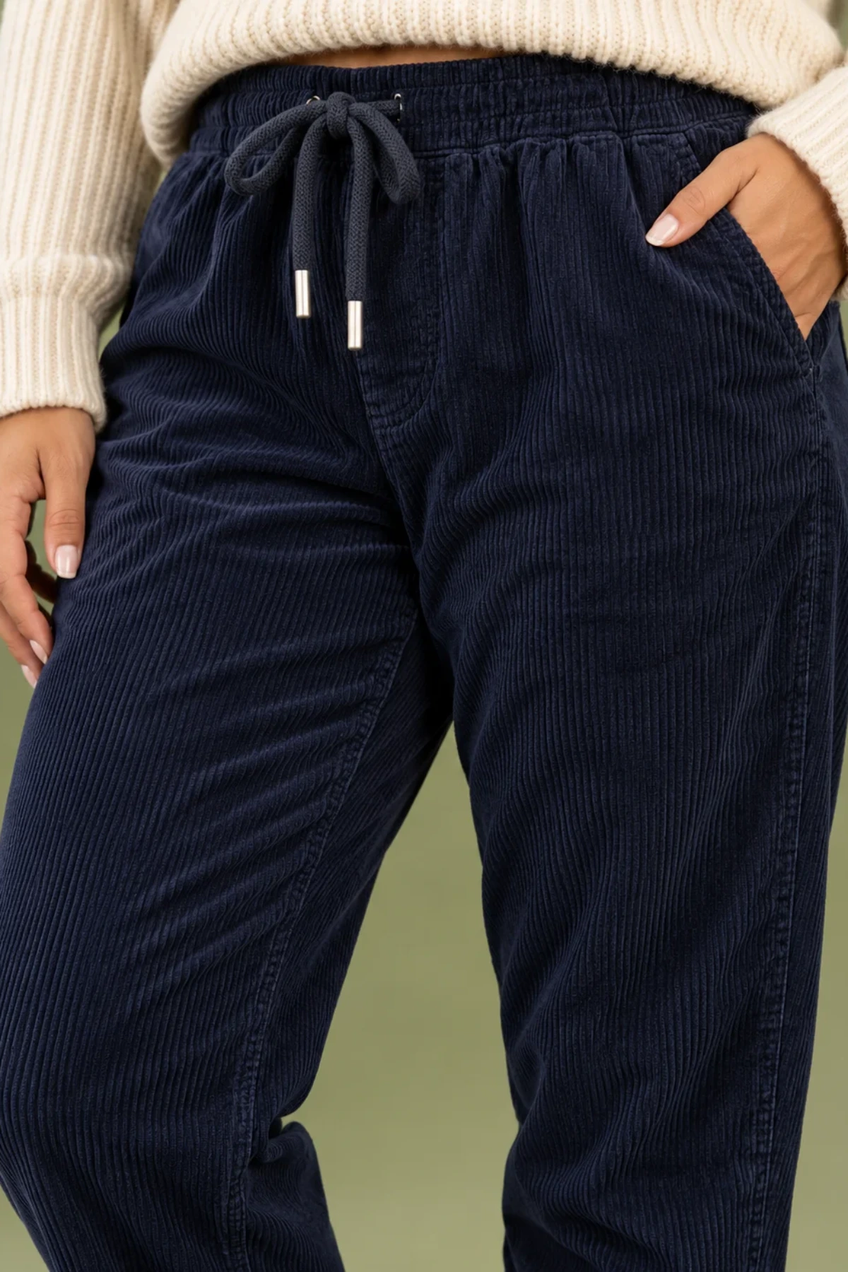 Corduroy Drawstring Womens Cotton Trousers