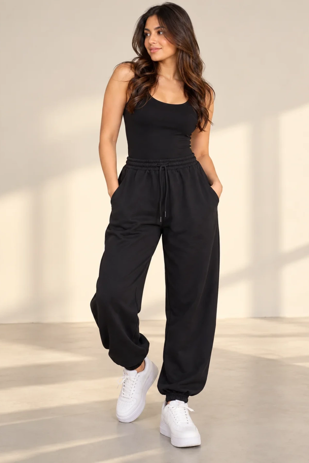 Plain Drawstring Waistband Trousers