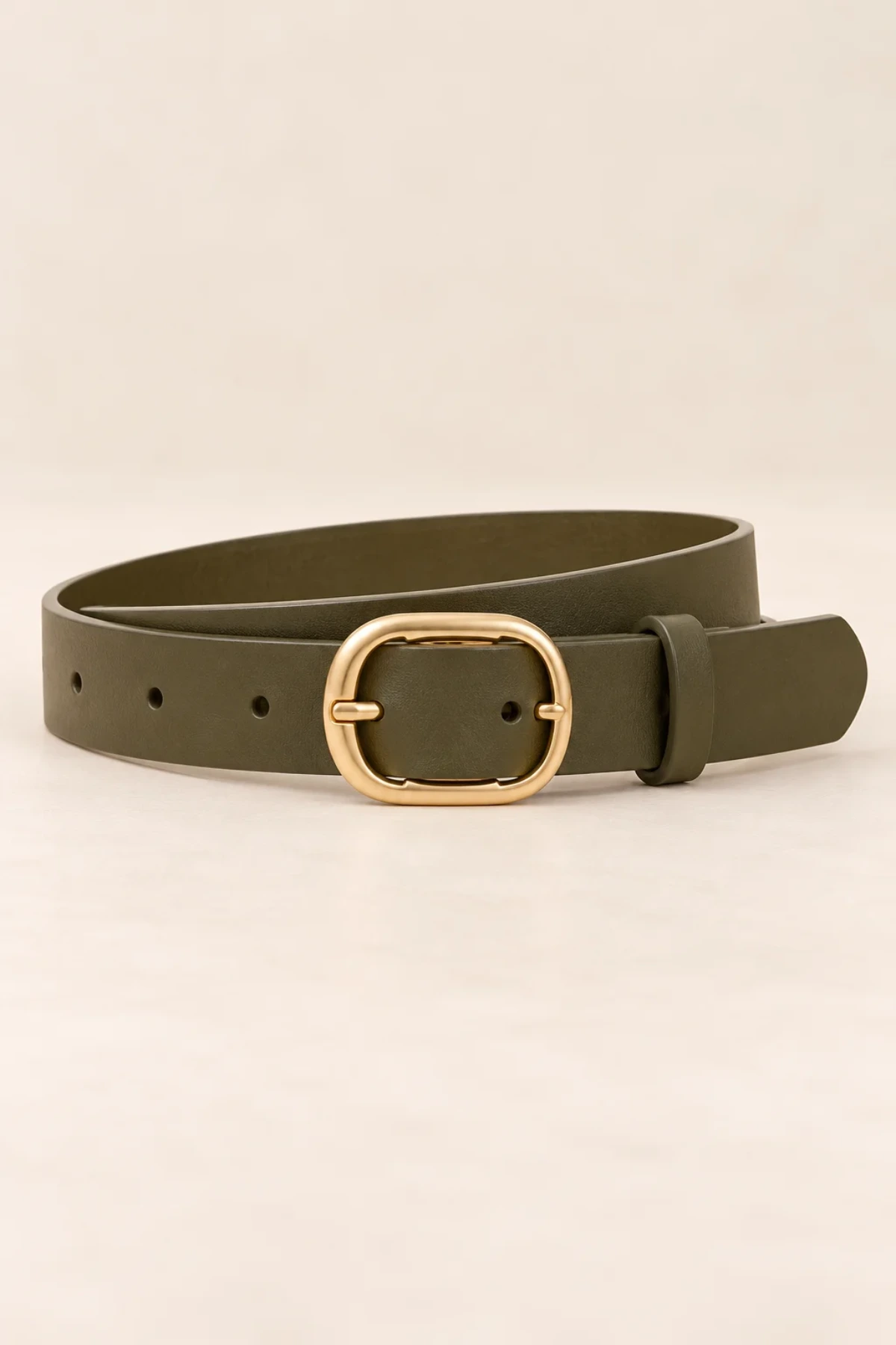 Womens Thin Belt with Gold Oval Buckle