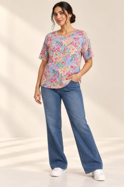 Floral Paisley Print Relaxed Fit Italian Tunic Top