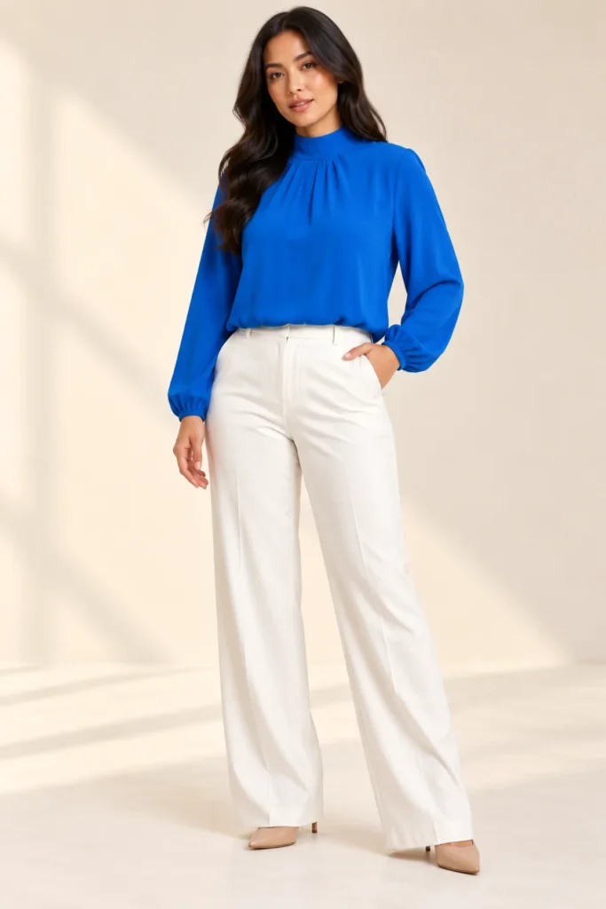 Plain Long Sleeve Viscose Top with Elasticated Hemline