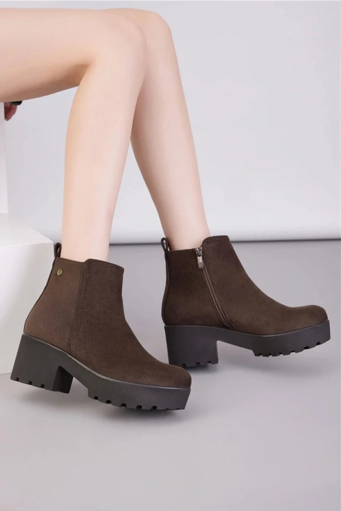Block Heel Suede Ankle Boots