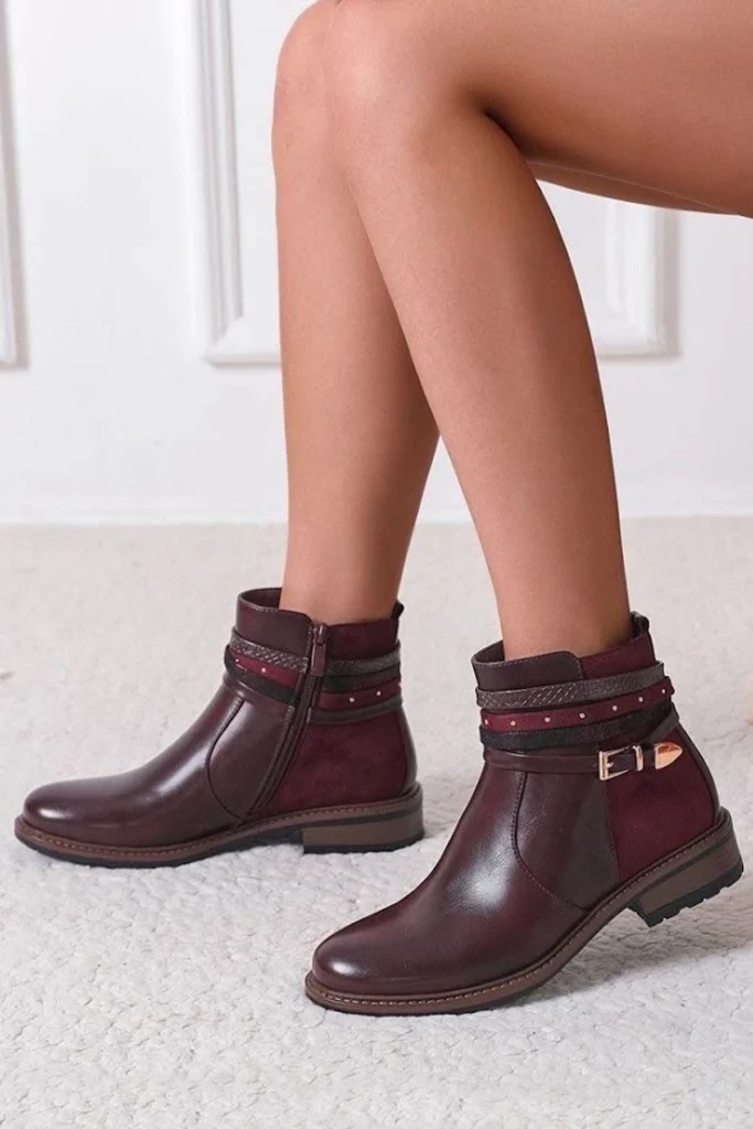 Buckle Block Heel Ankle Boot