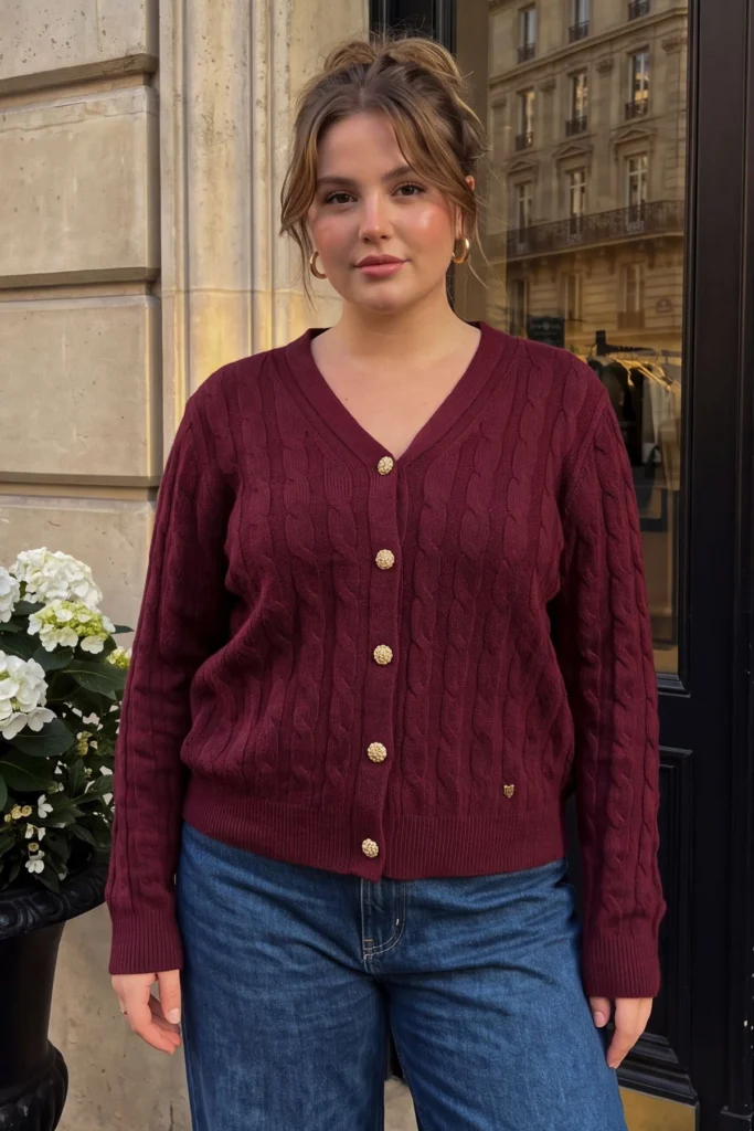 Cable Knit Button Up Cardigan