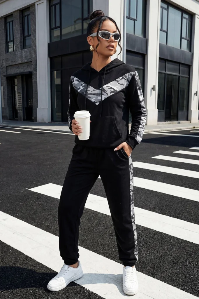 Camouflage Print Hooded Co-Ord Lounge Set