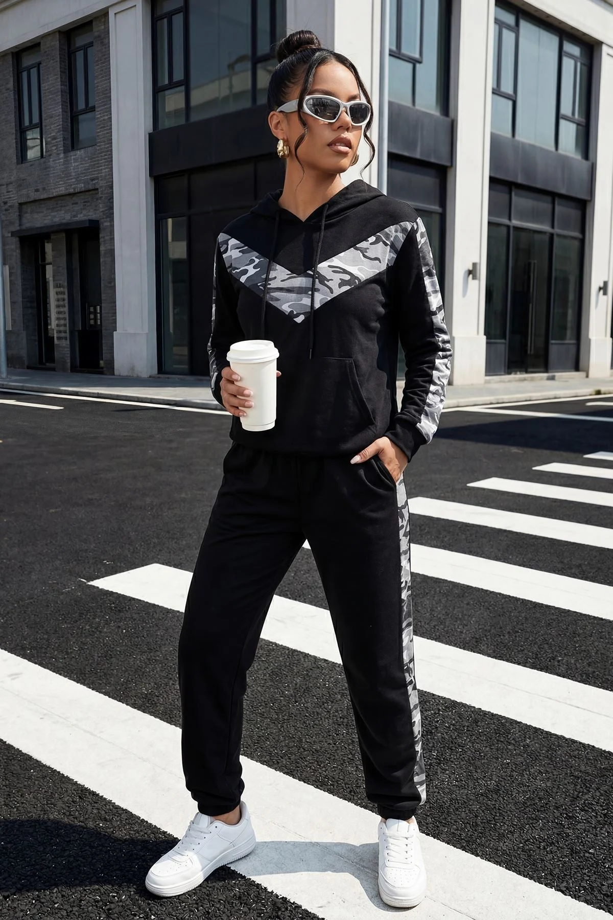 Camouflage Print Hooded Co-Ord Lounge Set