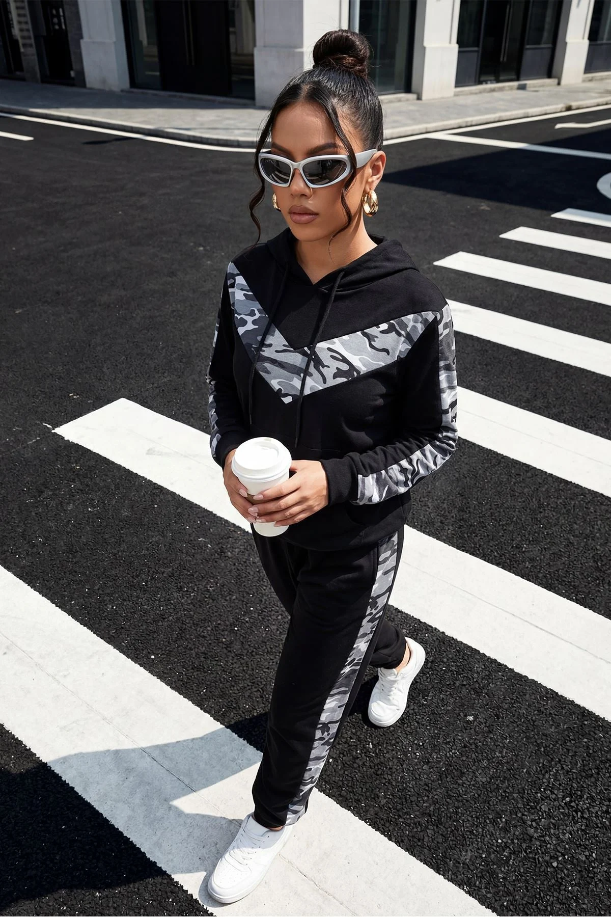 Camouflage Print Hooded Co-Ord Lounge Set