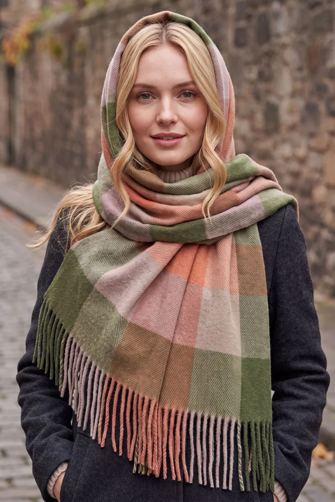 Check Print Fringe Detail Scarves