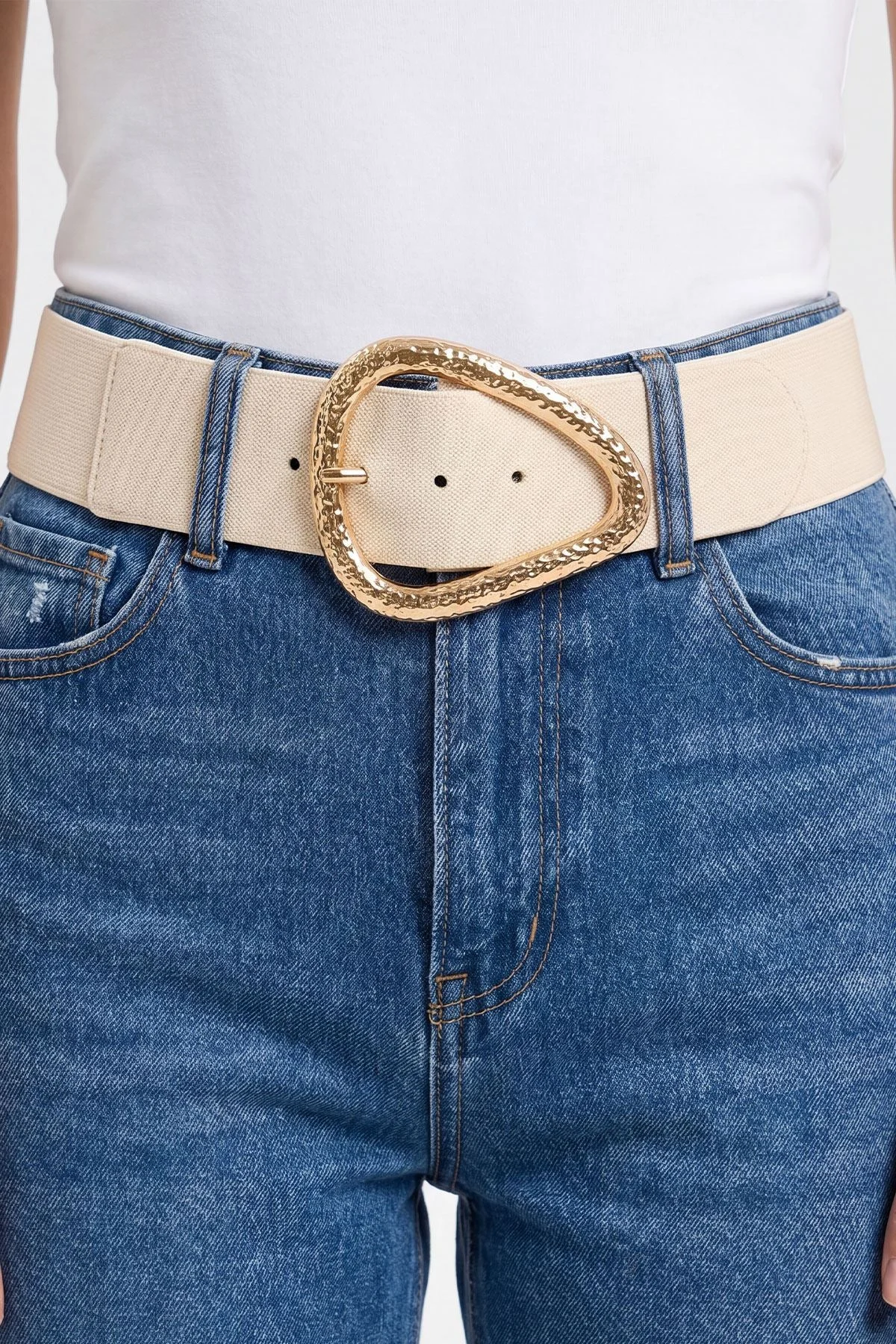 Chic Elastic Waist Belt with Stylish Abstract Buckle