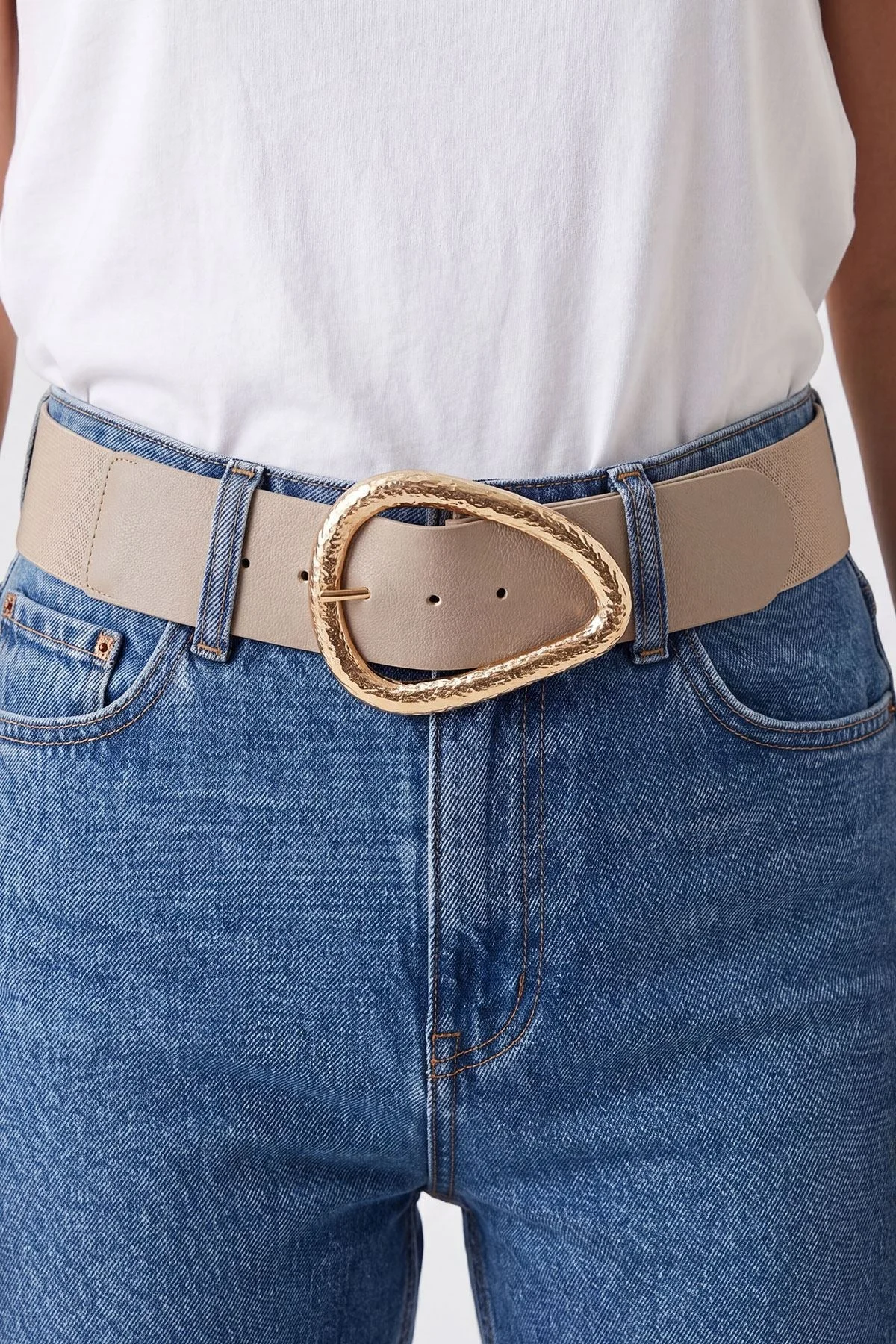 Chic Elastic Waist Belt with Stylish Abstract Buckle