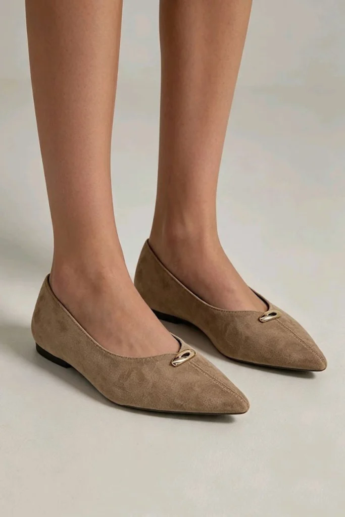 Decorative Buckle Womens Flat Shoes