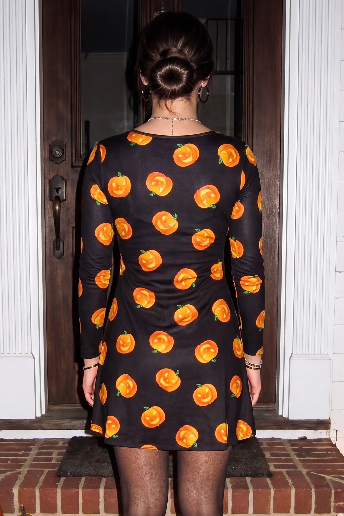 Face Pumpkins Print Halloween Dress