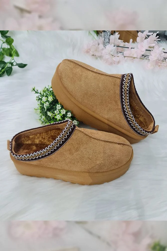 Faux Fur Aztec Lined Mule Slipper