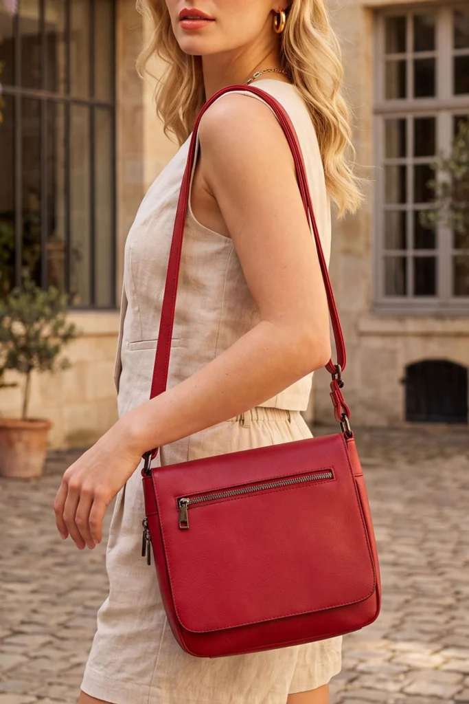 Flap Closure Zip Pocket Adjustable Strap Crossbody Bag