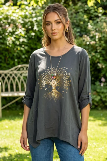 Foil Tree Womens Cotton Top