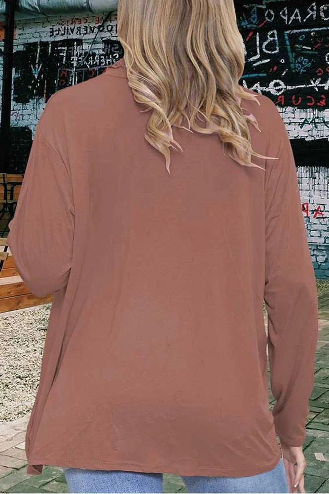 Frilly Ruched High Neck Top with Long Sleeves