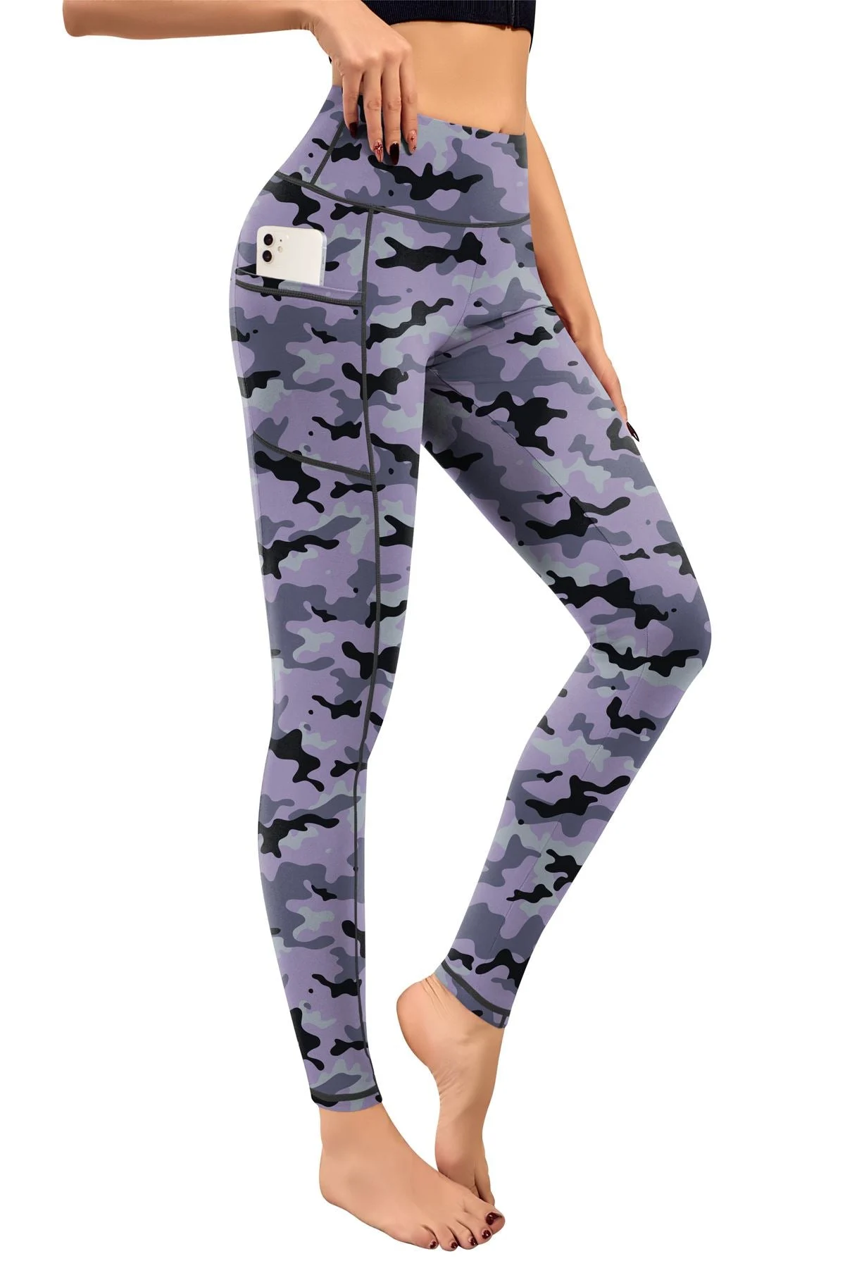 Gym Leggings With Pockets Camo Print