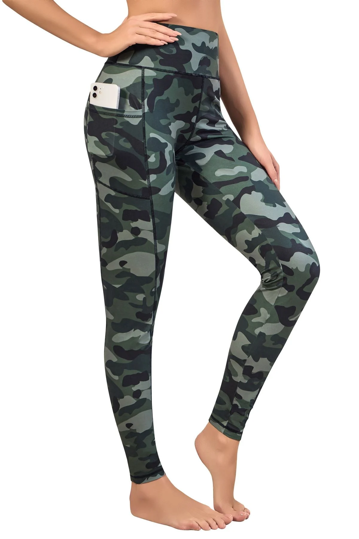 Gym Leggings With Pockets Camo Print