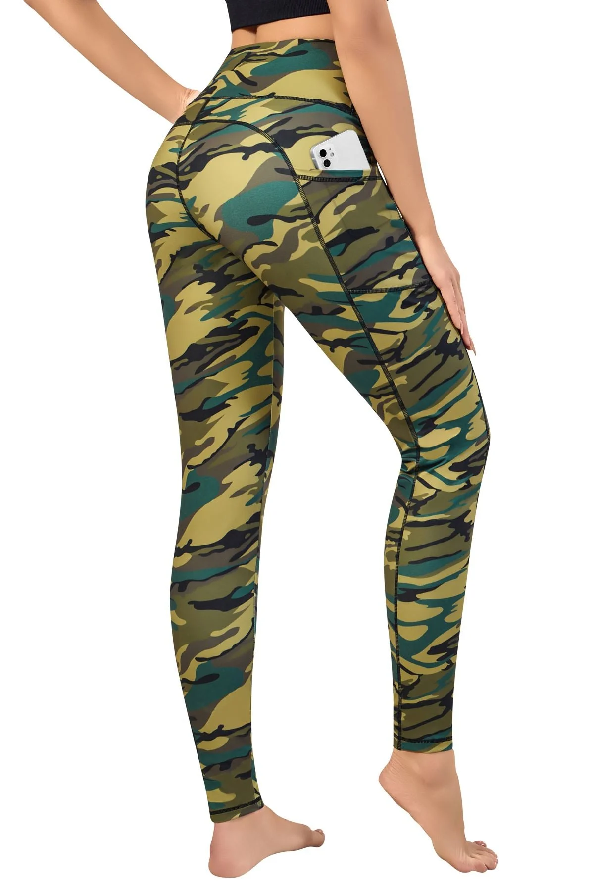 Gym Leggings With Pockets Camo Print