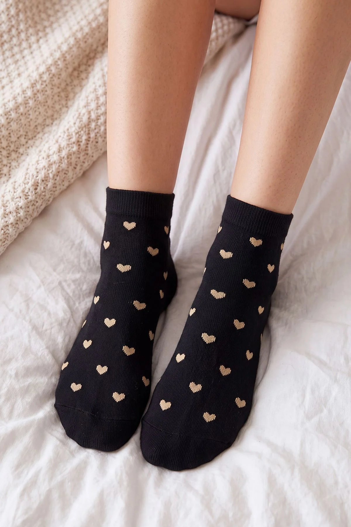 Heart Print Womens Ankle Socks