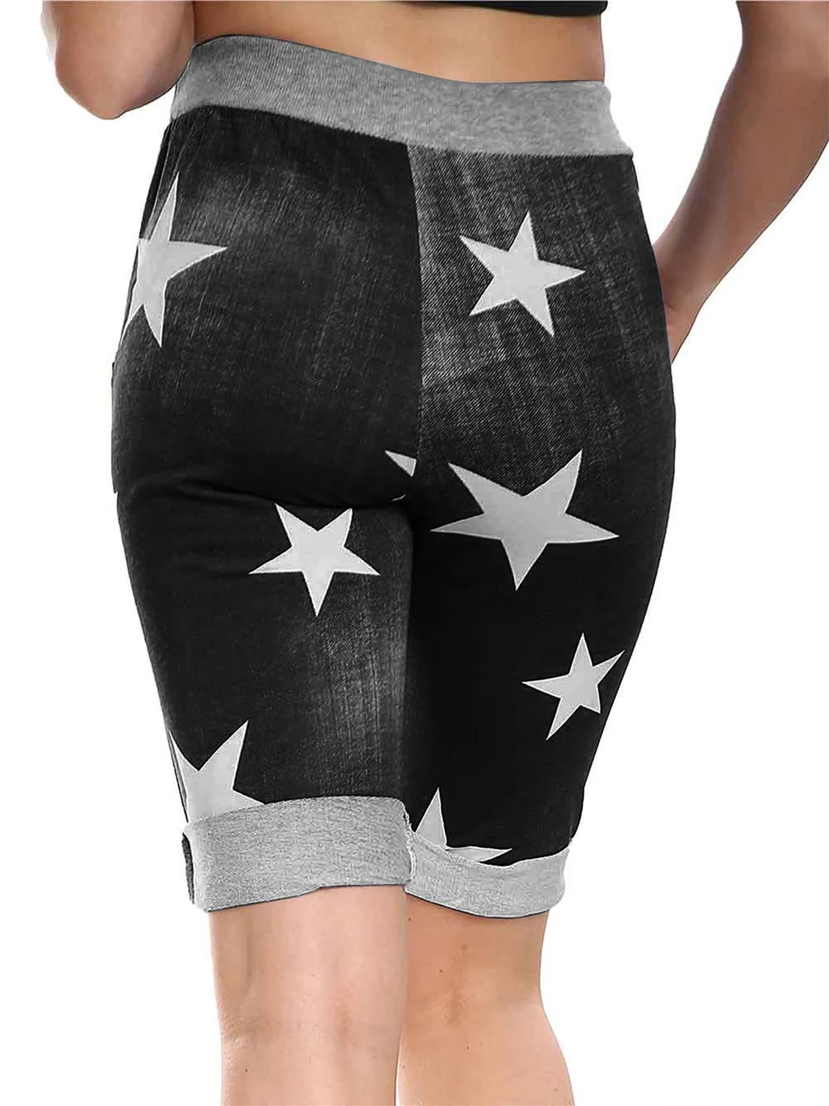 Italian Cotton Blend Womens 3/4 Star Print Trousers