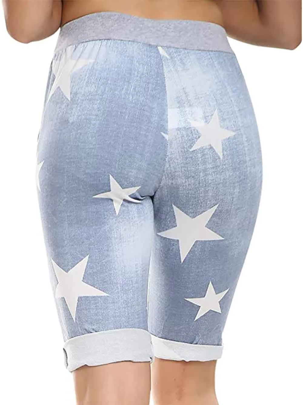 Italian Cotton Blend Womens 3/4 Star Print Trousers