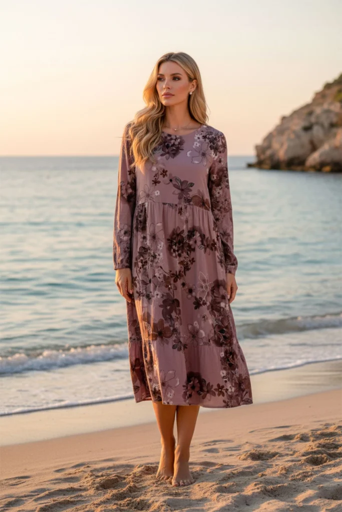 Italian Floral Cotton Tiered Dress