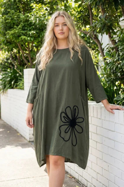 Italian Floral Embroidered Cotton Dress