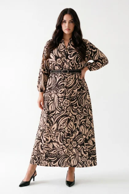 Italian Floral Print Button Front Tiered Dress