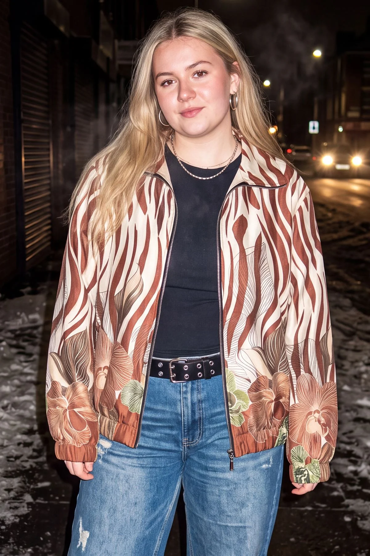 Italian Womens Floral Zip Up Jacket
