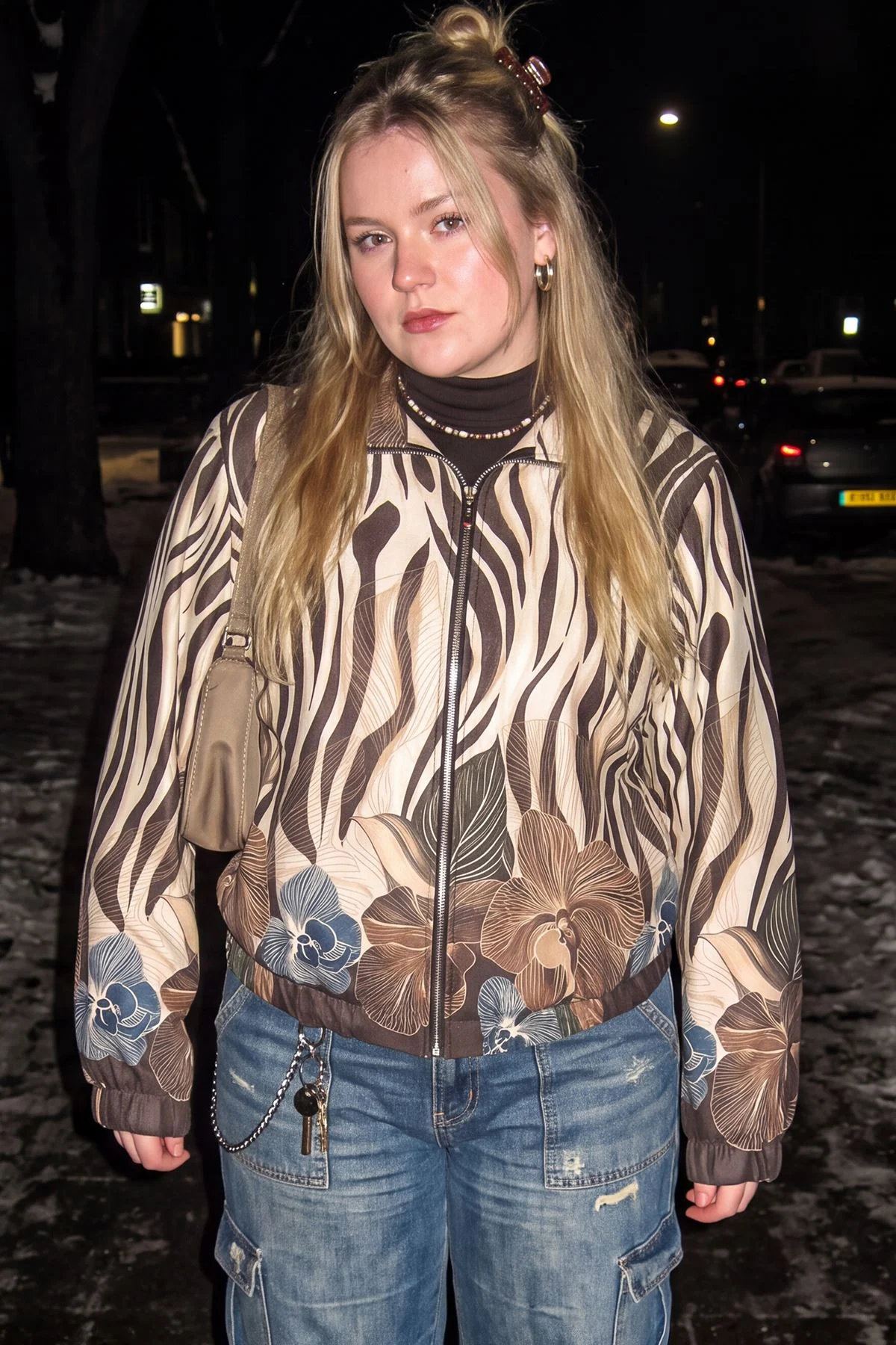 Italian Womens Floral Zip Up Jacket