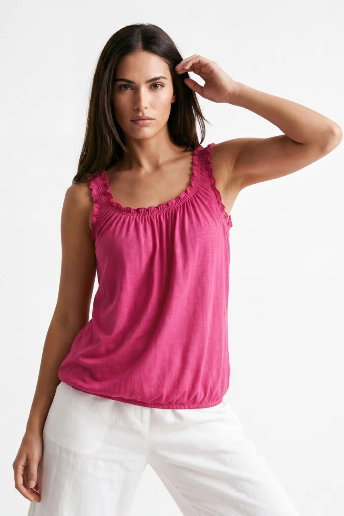 Ladies Elasticated Waist Vest Top Viscose