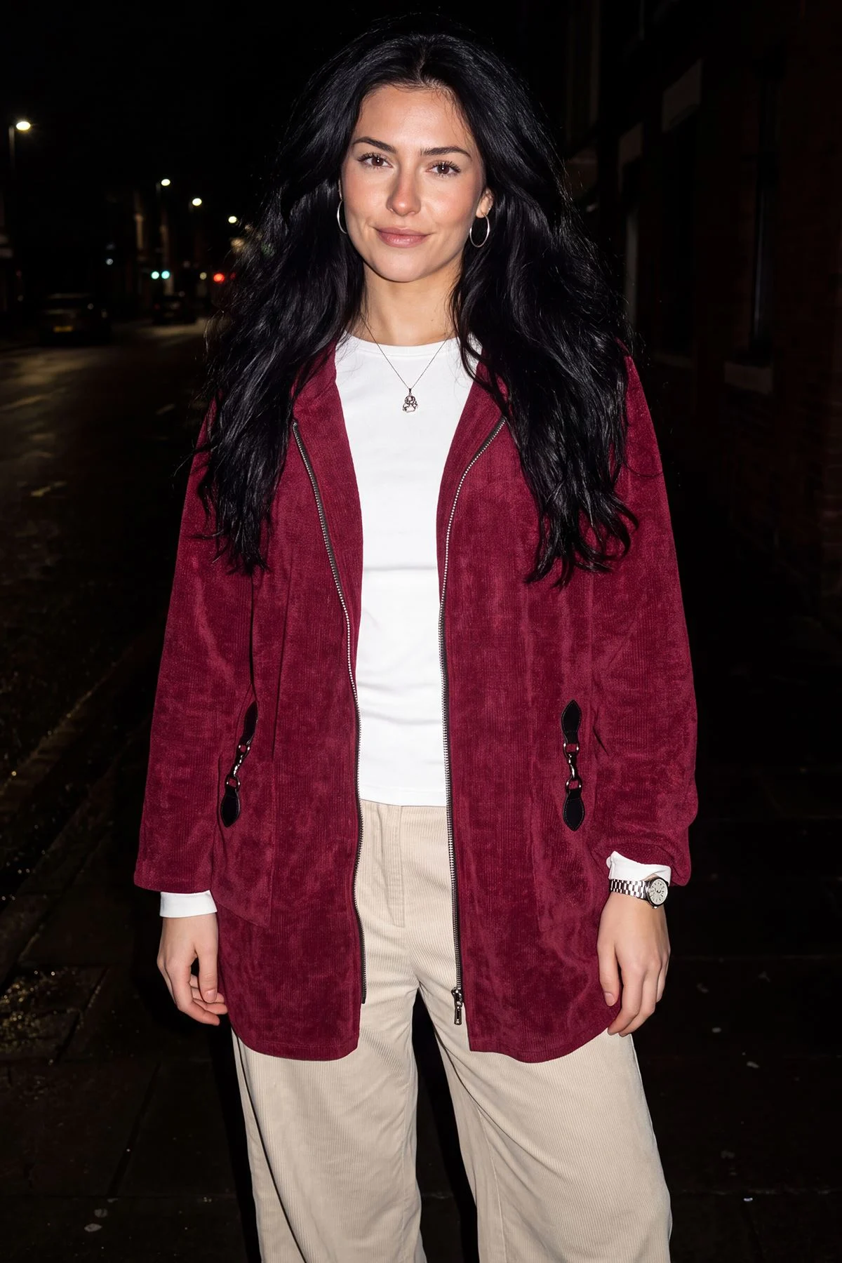 Longline Zip Up Womens Hooded Jacket