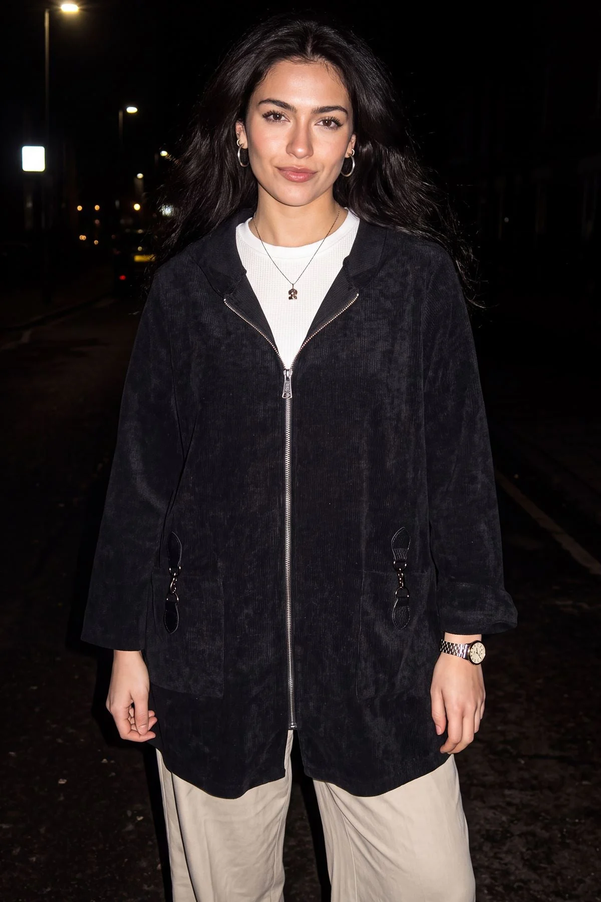 Longline Zip Up Womens Hooded Jacket