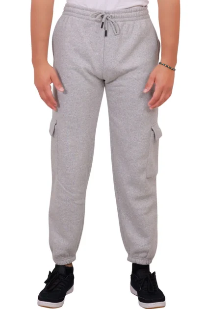 Men's Fleece Cargo Joggers with Drawstring Waist