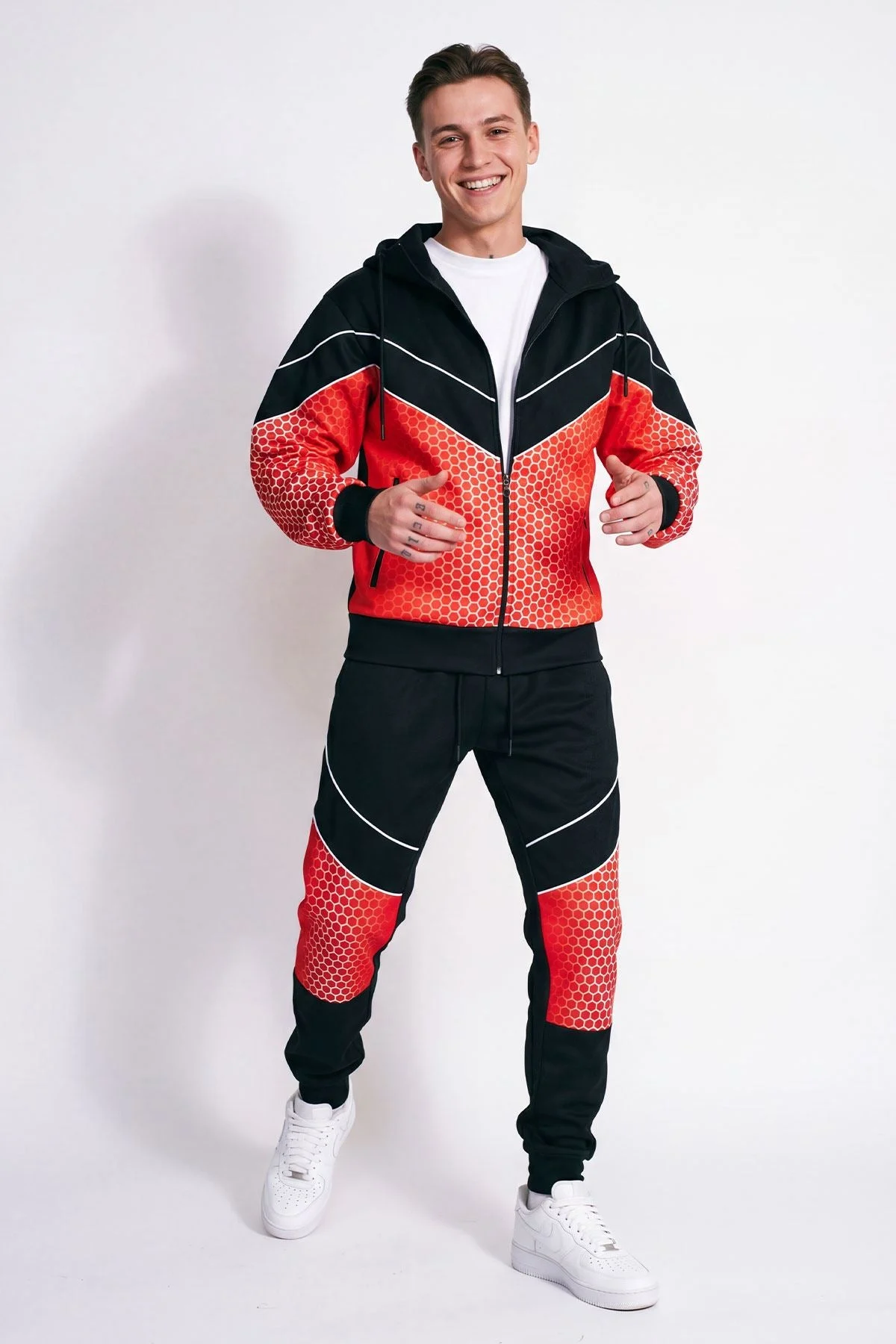 Mens Fleece Zip Up Hooded Tracksuit