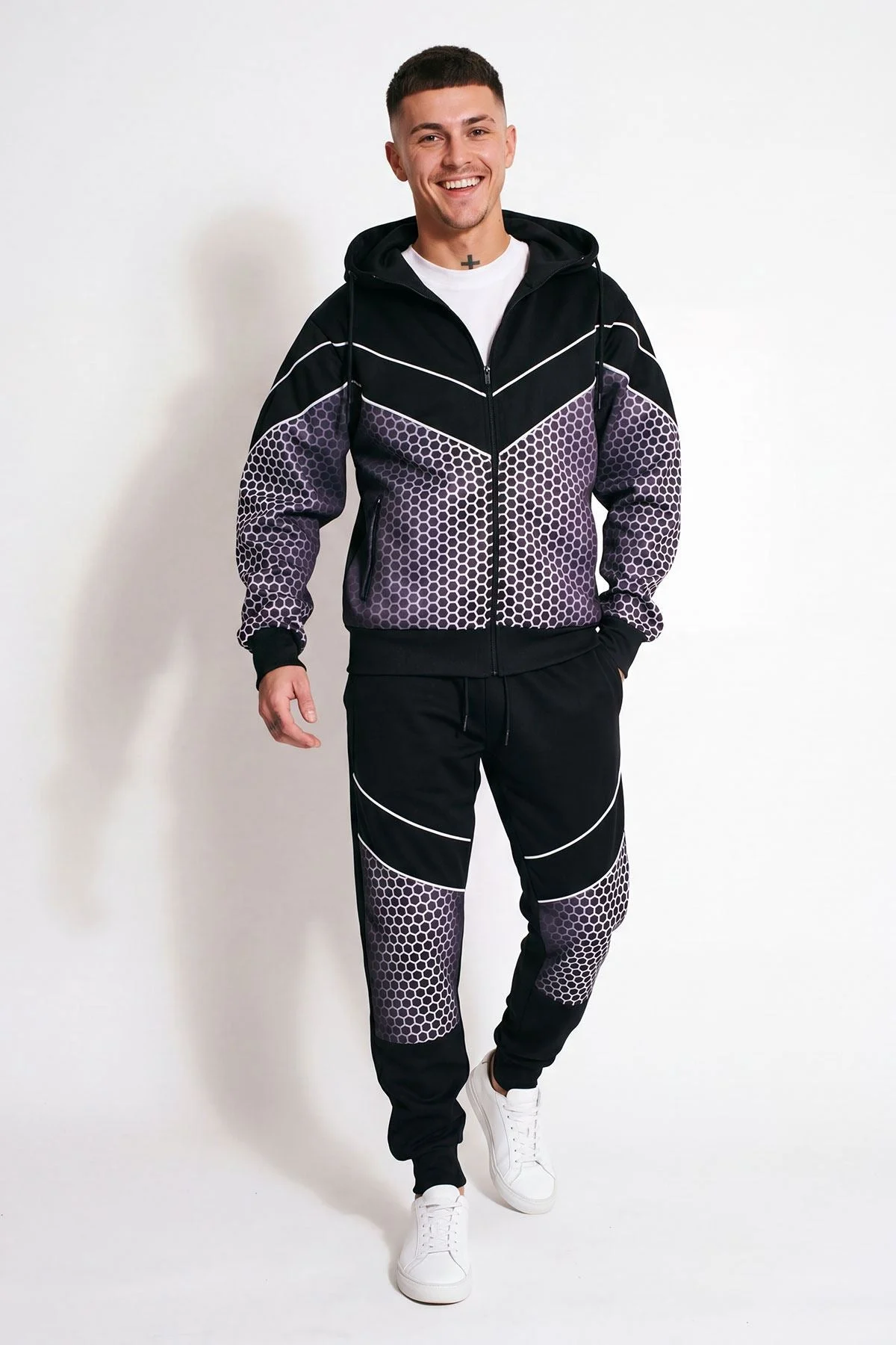 Mens Fleece Zip Up Hooded Tracksuit