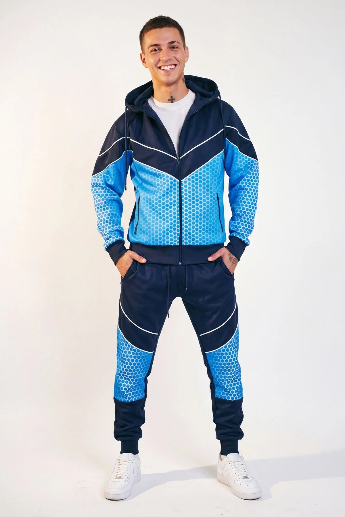 Mens Fleece Zip Up Hooded Tracksuit