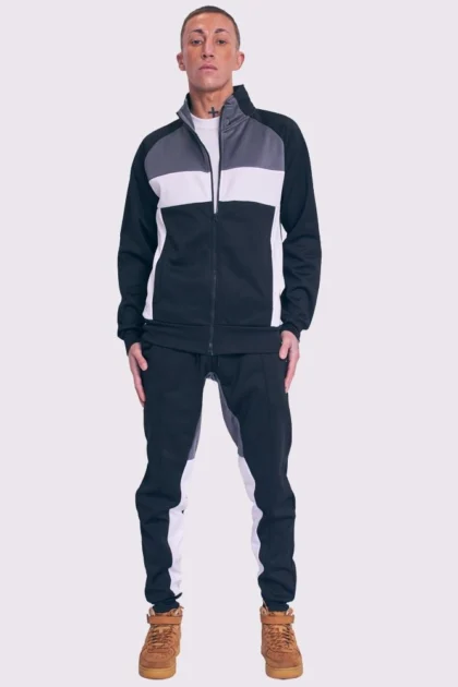 Men's Panelled Zip Through Collared Tracksuit