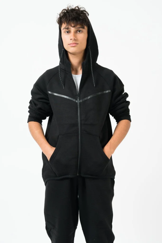 Mens Regular Fit Zip Up Tracksuit with Printed Stripe Design