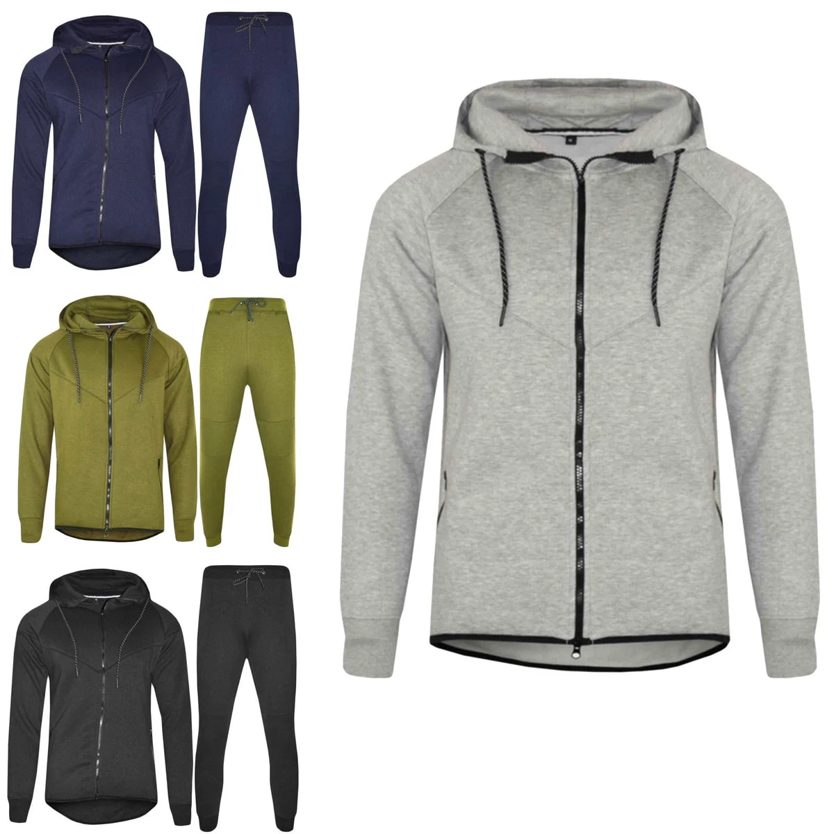 Mens Tracksuit Set with Zip Hoodie