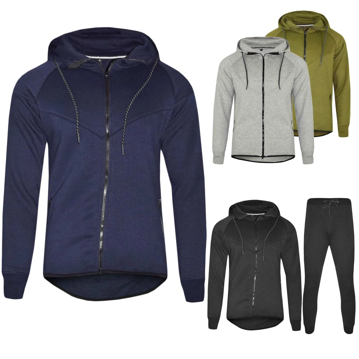 Mens Tracksuit Set with Zip Hoodie