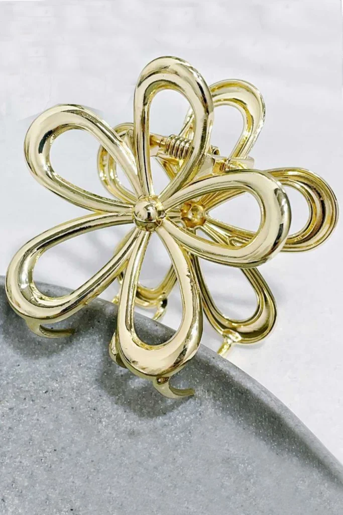 Metallic Flower Strong Hold Hair Clip