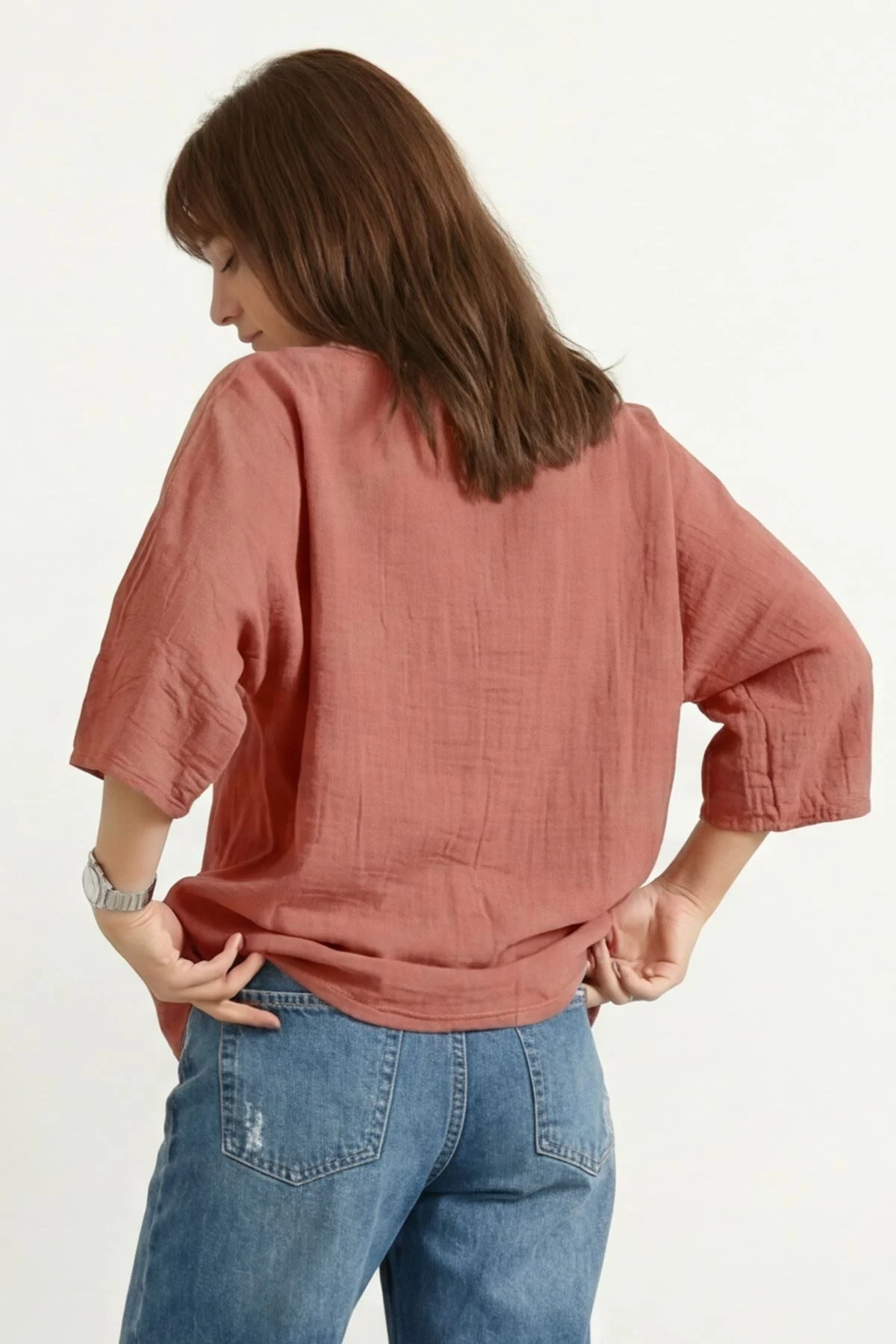 Oversized Plain Necklace Tunic Top