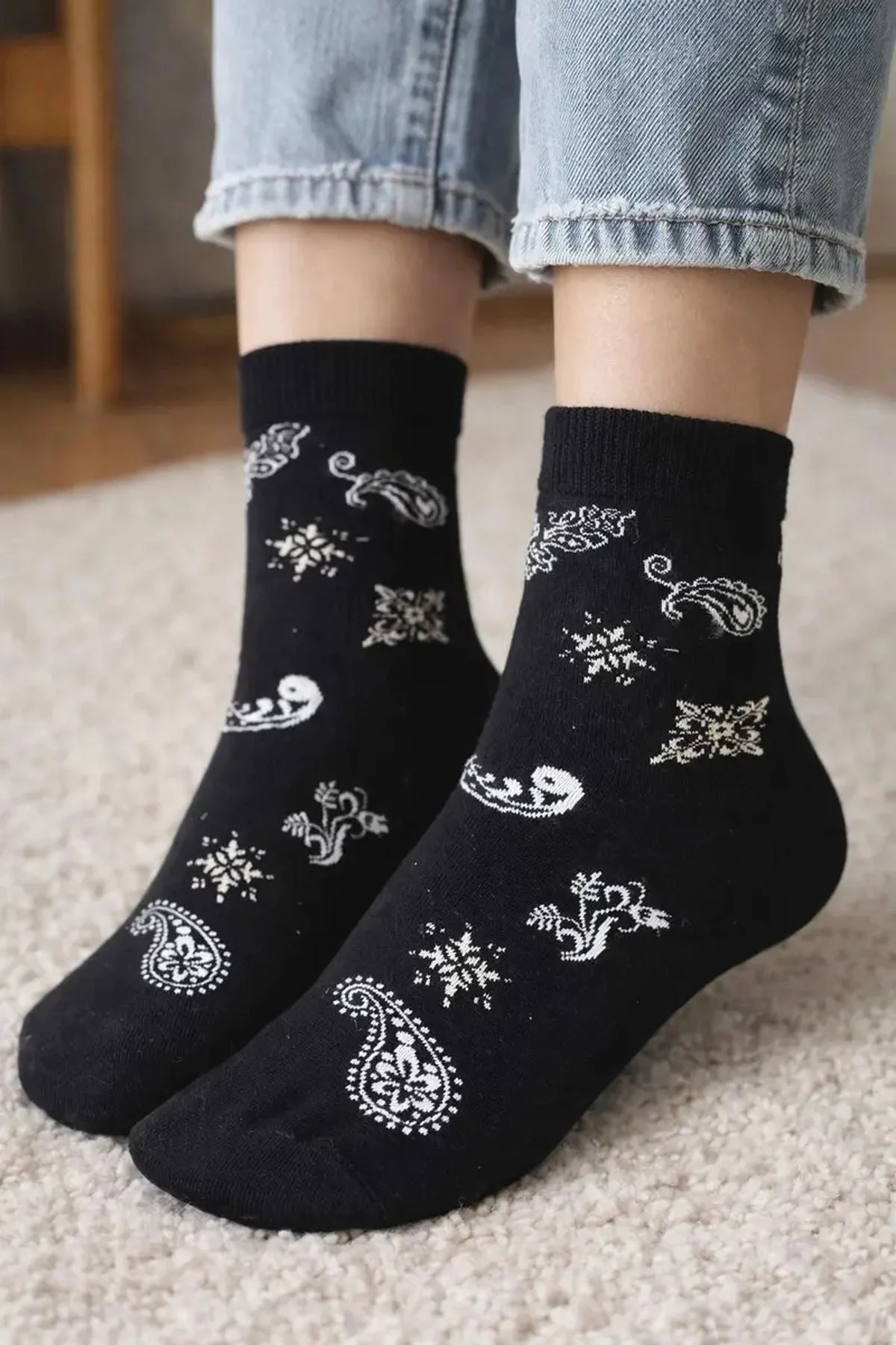 Paisley Print Womens Crew Socks