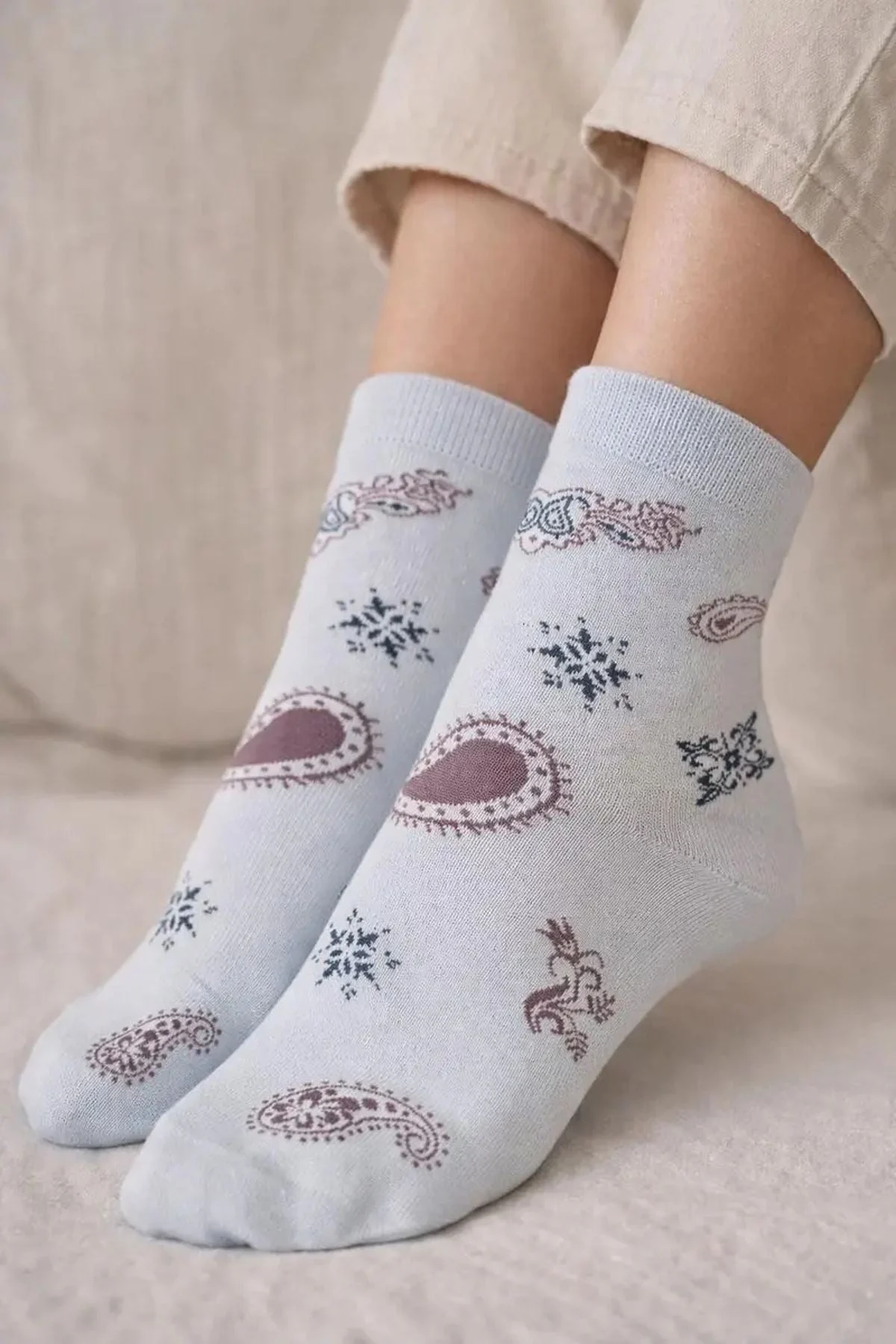 Paisley Print Womens Crew Socks