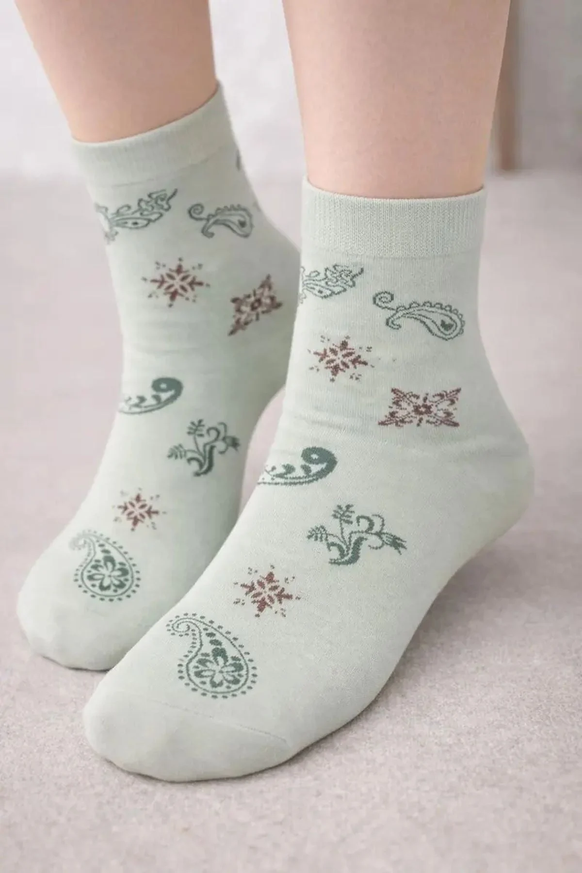 Paisley Print Womens Crew Socks