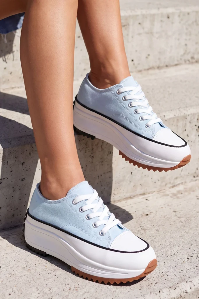 Plain Chunky Womens Chunky Trainers with Lace Up Design