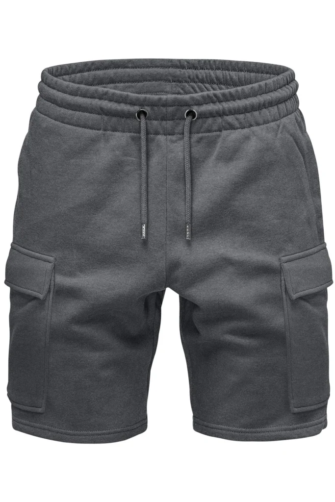 Plain Drawstring Waistband Side Pockets Cotton Shorts