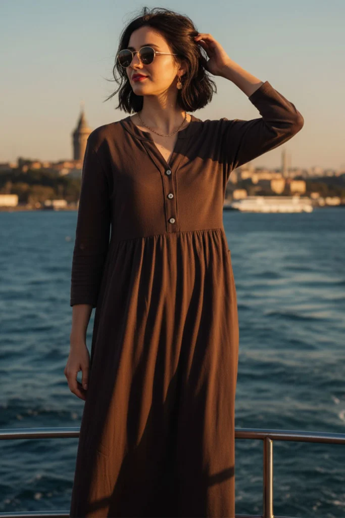 Plain Empire Waist Cotton Dress